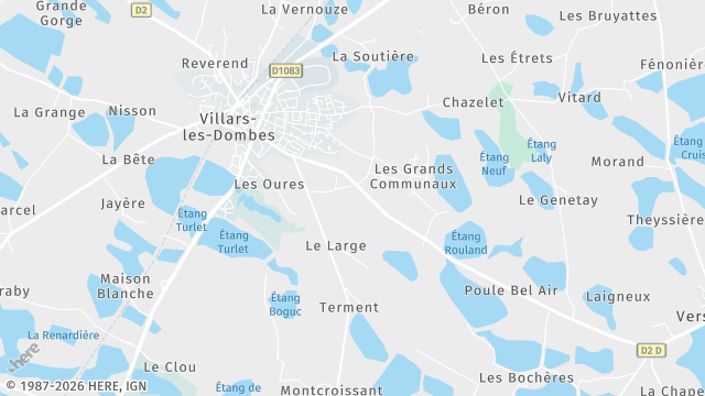 Carte de la zone d'intervention à Villars-les-Dombes
