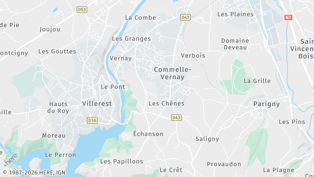 Carte de la zone d'intervention à Commelle-Vernay
