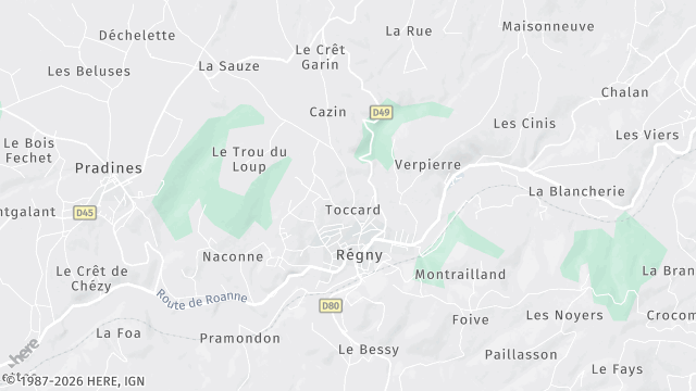Carte de la zone d'intervention à Régny
