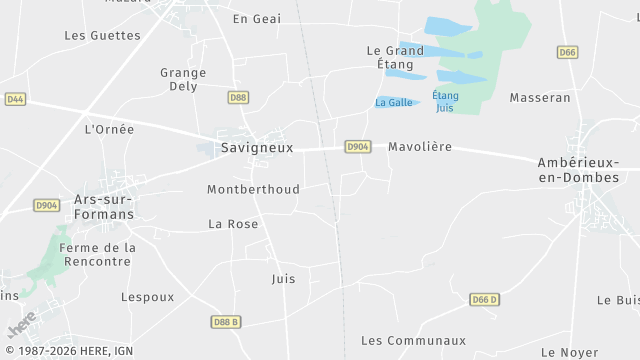 Carte de la zone d'intervention à Savigneux