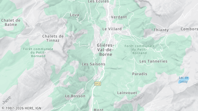 Carte de la zone d'intervention à Glières-Val-de-Borne