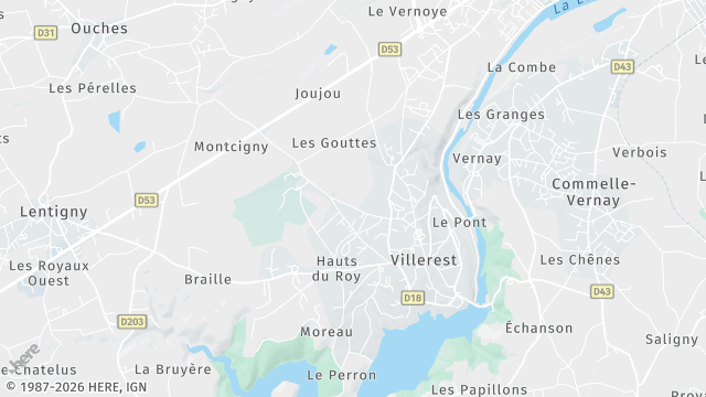 Carte de la zone d'intervention à Villerest