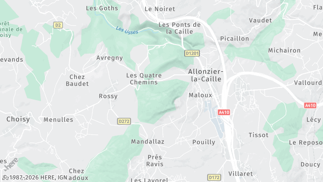 Carte de la zone d'intervention à Allonzier-la-Caille