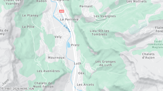 Carte de la zone d'intervention à Magland