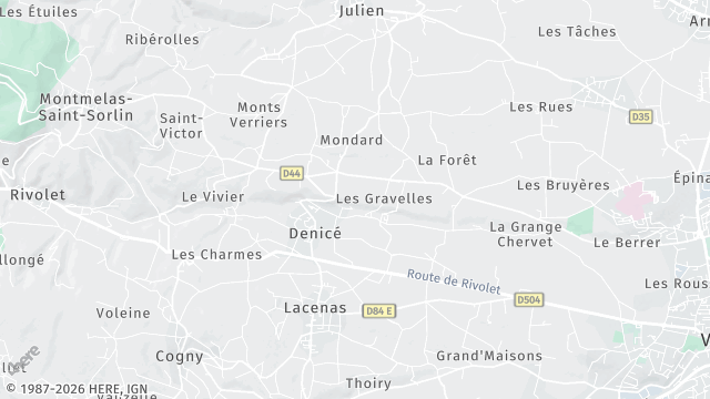 Carte de la zone d'intervention à Denicé