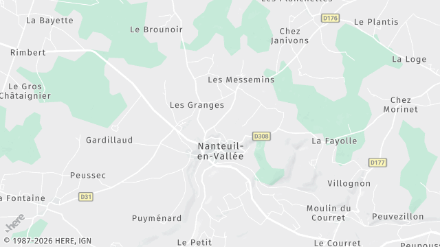 Carte de la zone d'intervention à Nanteuil-en-Vallée