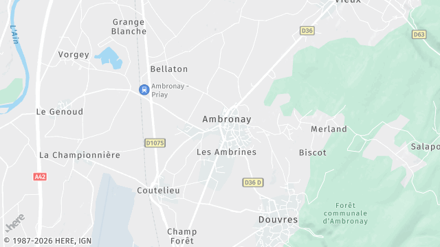 Carte de la zone d'intervention à Ambronay
