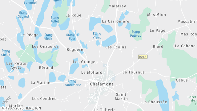 Carte de la zone d'intervention à Chalamont