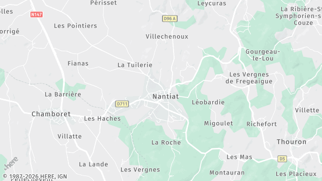 Carte de la zone d'intervention à Nantiat