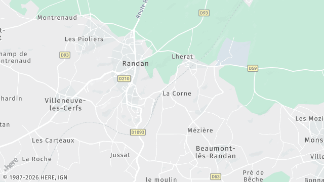 Carte de la zone d'intervention à Randan