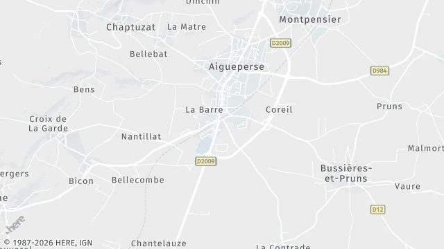 Carte de la zone d'intervention à Aigueperse