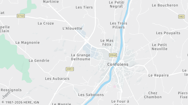 Carte de la zone d'intervention à Confolens