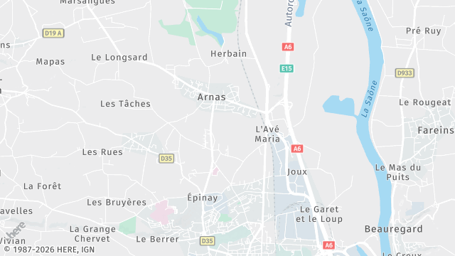 Carte de la zone d'intervention à Arnas