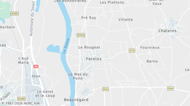 Carte de la zone d'intervention à Fareins