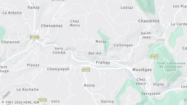 Carte de la zone d'intervention à Frangy