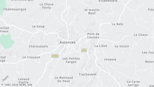 Carte de la zone d'intervention à Auzances