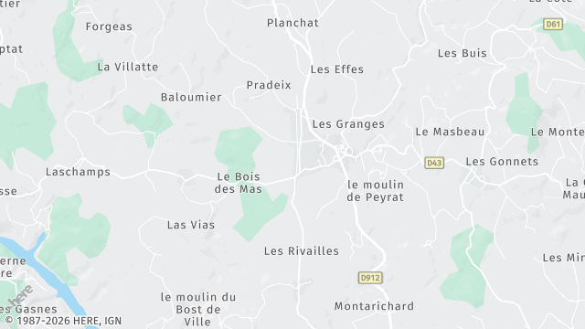 Carte de la zone d'intervention à Saint-Dizier-Masbaraud