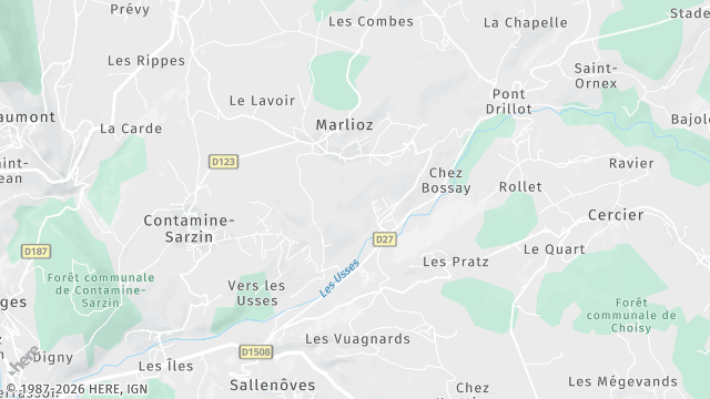 Carte de la zone d'intervention à Marlioz