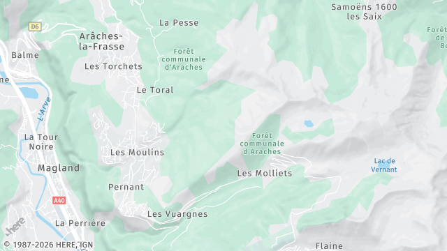 Carte de la zone d'intervention à Arâches-la-Frasse