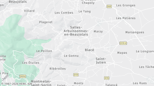 Carte de la zone d'intervention à Blacé