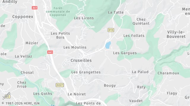 Carte de la zone d'intervention à Cruseilles