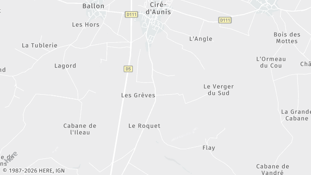 Carte de la zone d'intervention à Ciré-d'Aunis