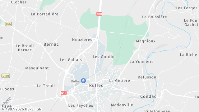 Carte de la zone d'intervention à Ruffec