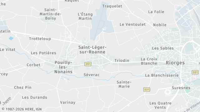 Carte de la zone d'intervention à Saint-Léger-sur-Roanne