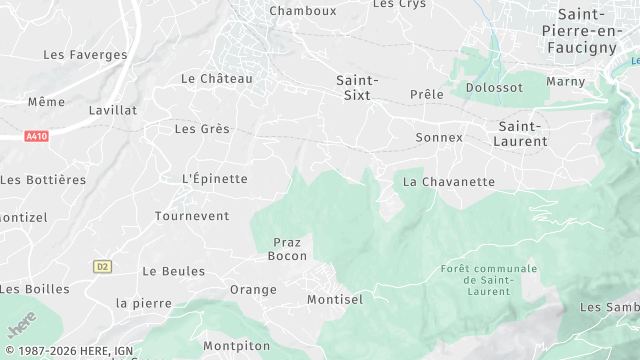 Carte de la zone d'intervention à Saint-Sixt