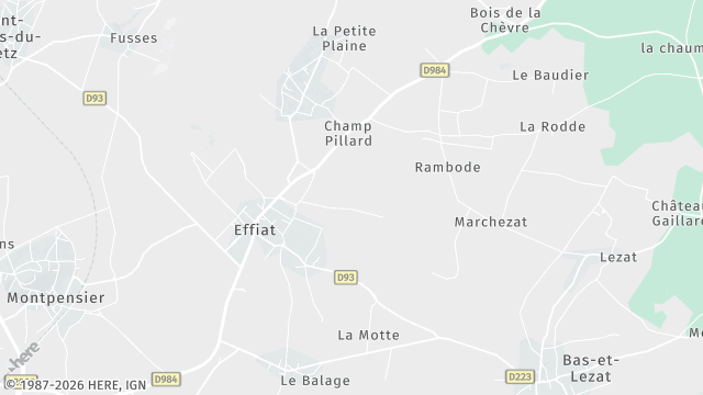 Carte de la zone d'intervention à Effiat