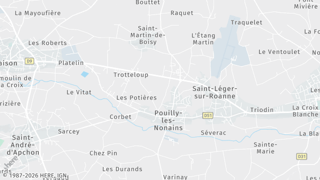 Carte de la zone d'intervention à Pouilly-les-Nonains