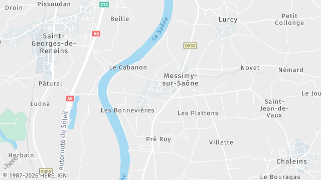 Carte de la zone d'intervention à Messimy-sur-Saône