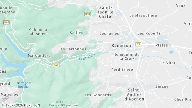 Carte de la zone d'intervention à Renaison