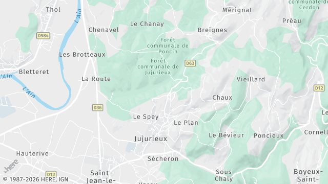 Carte de la zone d'intervention à Jujurieux