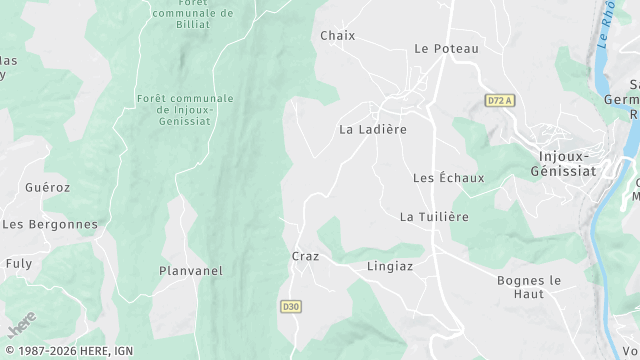 Carte de la zone d'intervention à Injoux-Génissiat