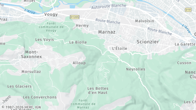Carte de la zone d'intervention à Marnaz