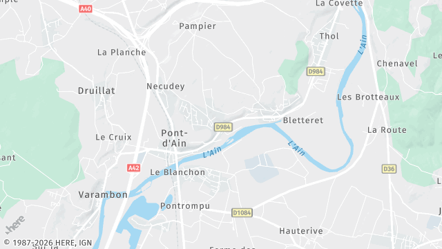 Carte de la zone d'intervention à Pont-d'Ain
