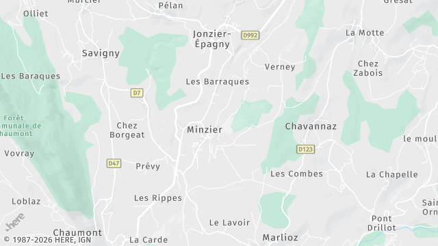 Carte de la zone d'intervention à Minzier