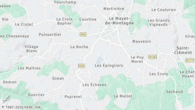 Carte de la zone d'intervention à Le Mayet-de-Montagne