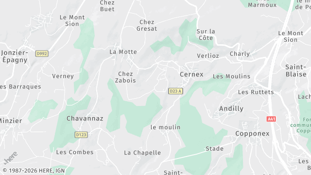 Carte de la zone d'intervention à Cernex