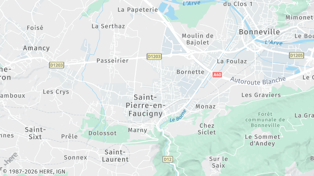 Carte de la zone d'intervention à Saint-Pierre-en-Faucigny