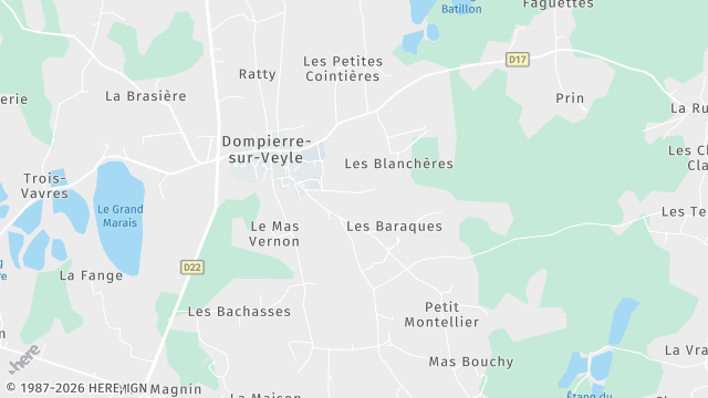 Carte de la zone d'intervention à Dompierre-sur-Veyle