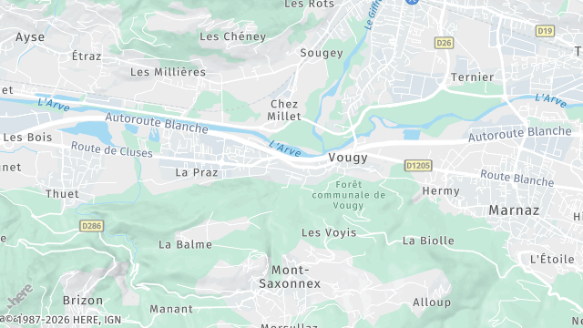 Carte de la zone d'intervention à Vougy