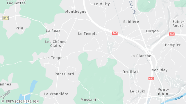 Carte de la zone d'intervention à Druillat