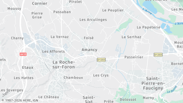 Carte de la zone d'intervention à Amancy