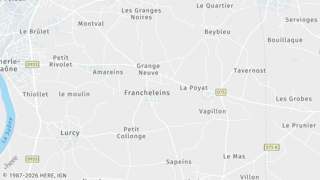 Carte de la zone d'intervention à Francheleins