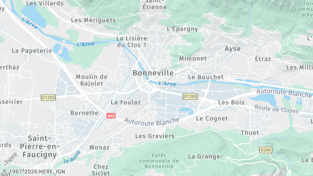 Carte de la zone d'intervention à Bonneville