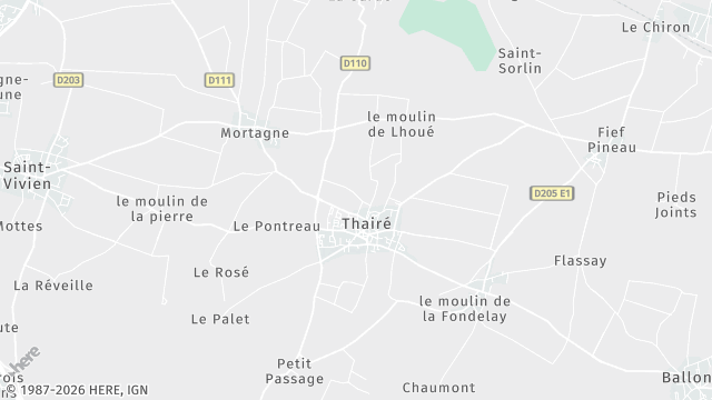 Carte de la zone d'intervention à Thairé