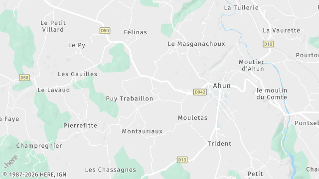 Carte de la zone d'intervention à Ahun