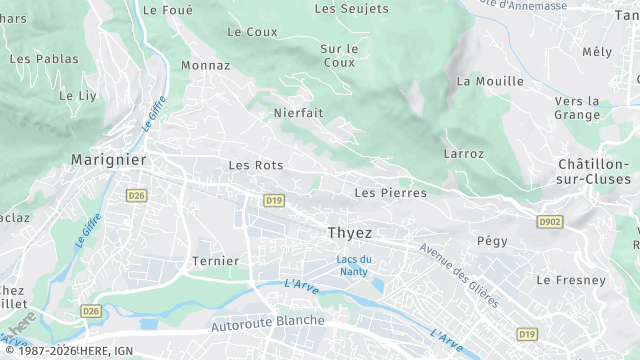 Carte de la zone d'intervention à Thyez
